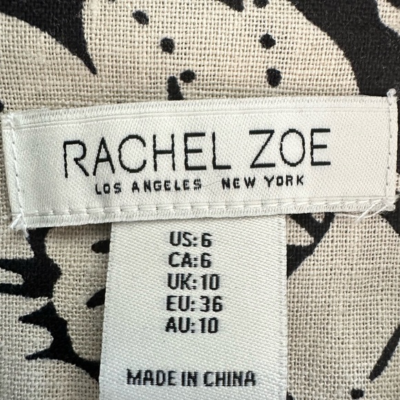 Rachel Zoe Black & Cream Floral Linen Blend Belted Romper Size 6 (1260) - Picture 16 of 17